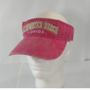 Weathered Clearwater Beach Florida Strapback Visor Hat Pink